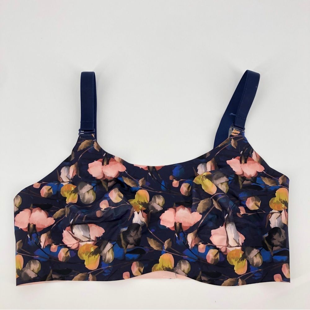 Knix Bra Size‎ 6 The One&Only Scoop Bra Wireless Unpadded Floral Blue